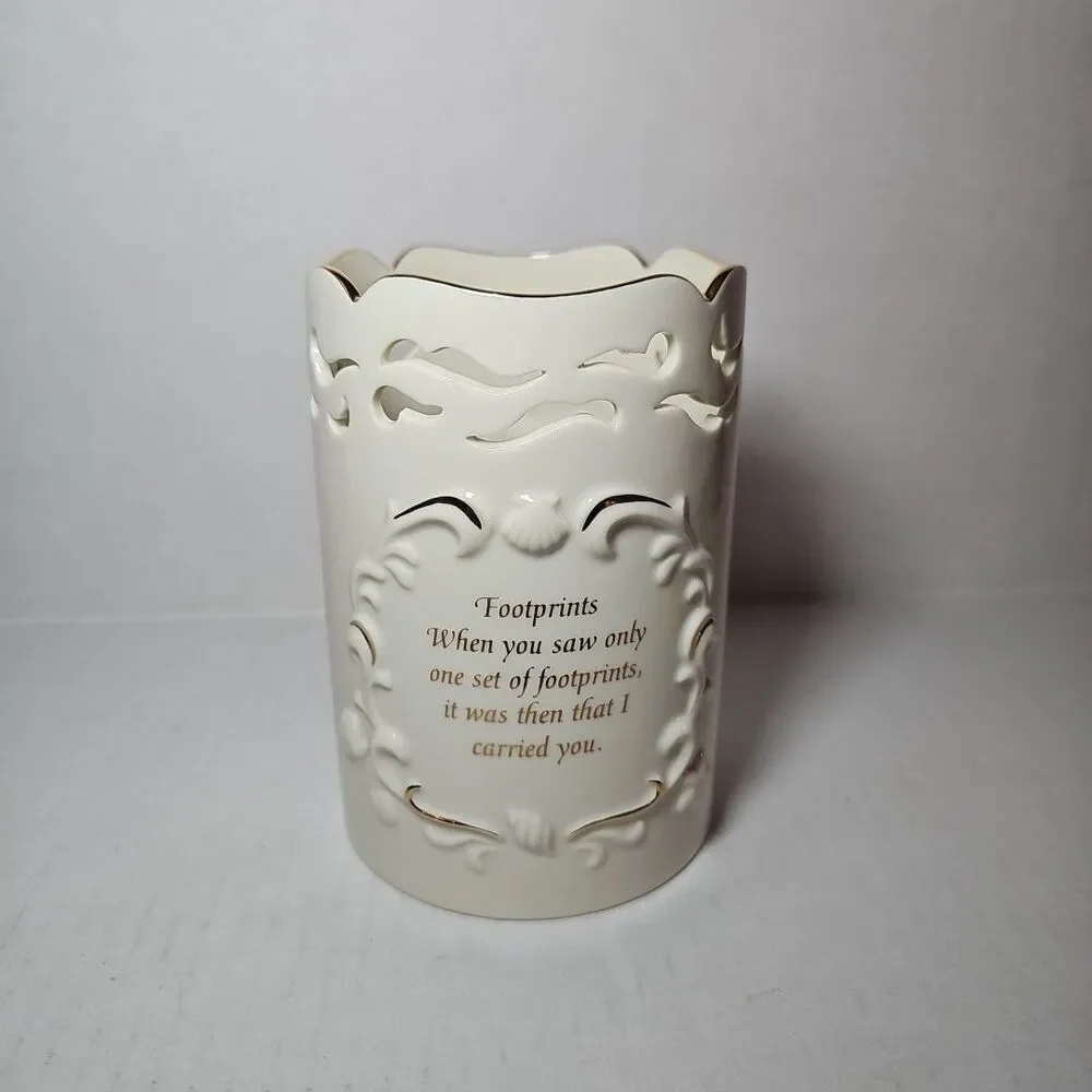 Lenox Footprints Fine Ivory China Votive Candleholder 1998